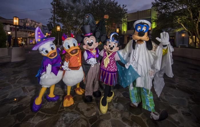 Disney Halloween Characters at Disney California Adventure with Mickey, Minnie, Goofy, Donald and Daisy