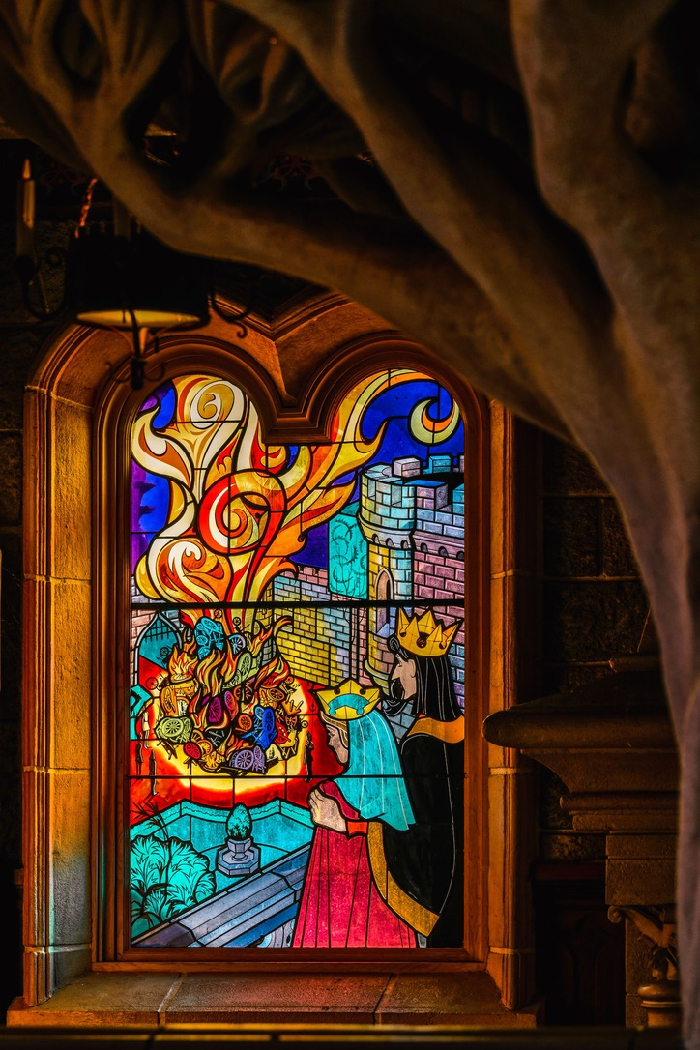 Stained Glass windows in the Sleeping Beauty Castle at Disneyland