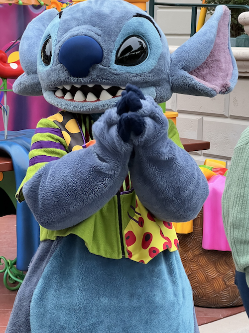 Stitch in Halloween Costume Now Greeting Guests at Disneyland