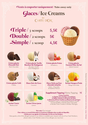 Gibson Girl Ice Cream Parlour Menu Disneyland Paris