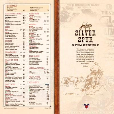 Silver Spur Steakhouse New Menu September 2023