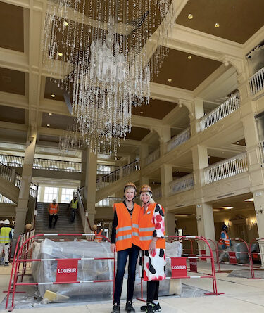 Disneyland President Natacha Rafalski and Disney Parks International President & Managing Director Jill Estorino inside the Disneyland Hotel at Disneyland Paris