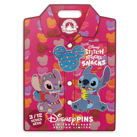 Stitch Attacks Snacks Macaron Pin Set with Stitch and Angel