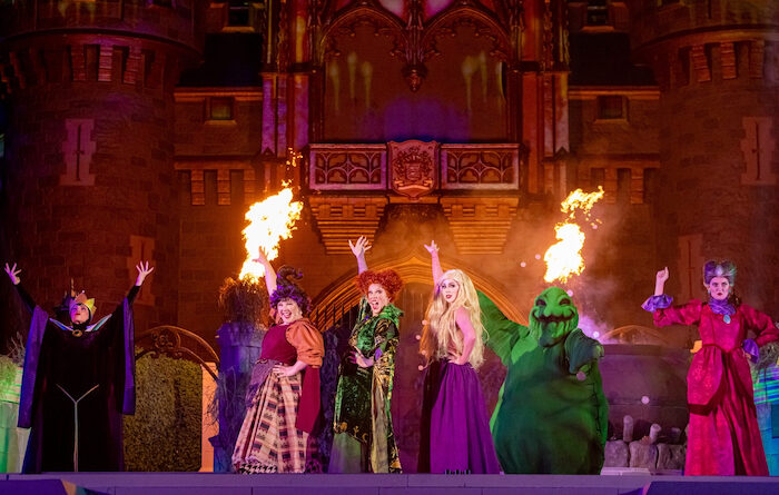 Sanderson Sisters in Hocus Pocus Villain Spelltacular at Mickey's Not-So-Scary Halloween Party