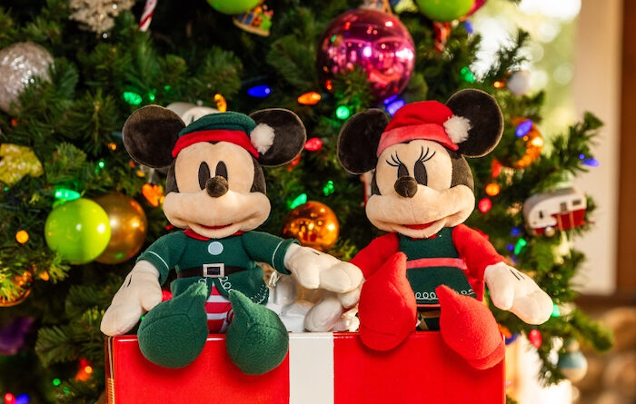 Holiday Mickey and Minnie plush