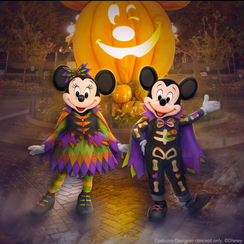 Mickey and Minnie in new Halloween costumes at Disneyland 2024 - concept art