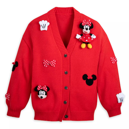 Minnie Mouse Cardigan Sweater with Plush Appliqué for Women