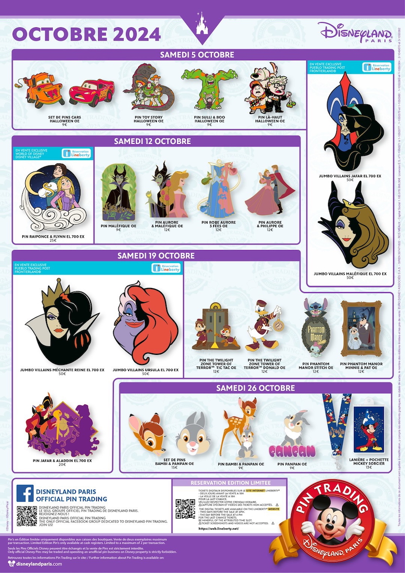 Disneyland Paris Pin Release Schedule October 2024