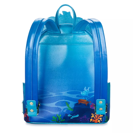 The Little Mermaid Loungefly Mini Backpack that glows in the dark - front - back