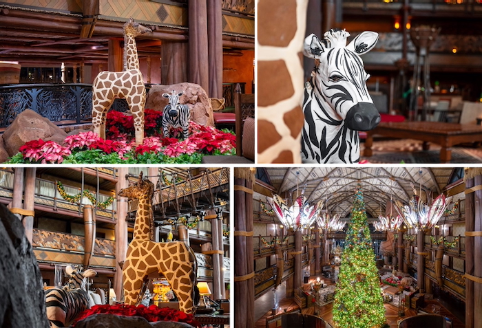 Disney's Animal Kingdom Lodge Gingerbread Displaywith giraffe and zebra