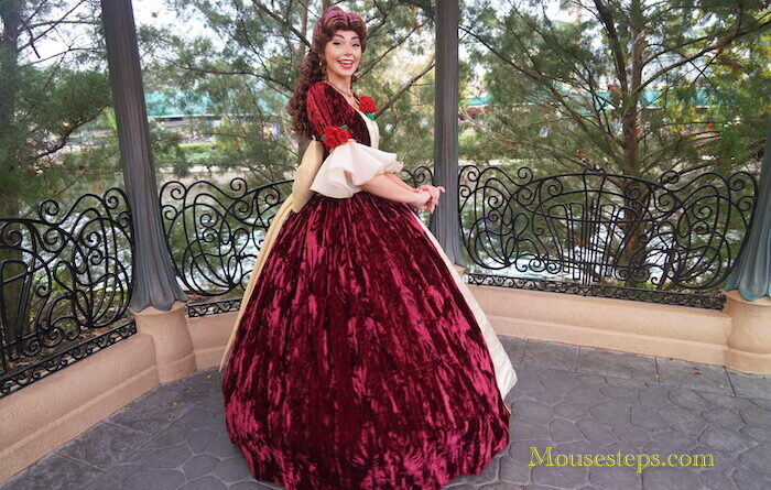 Belle in Christmas Dress at EPCOT for EPCOT International Festival of the Holidays 2024