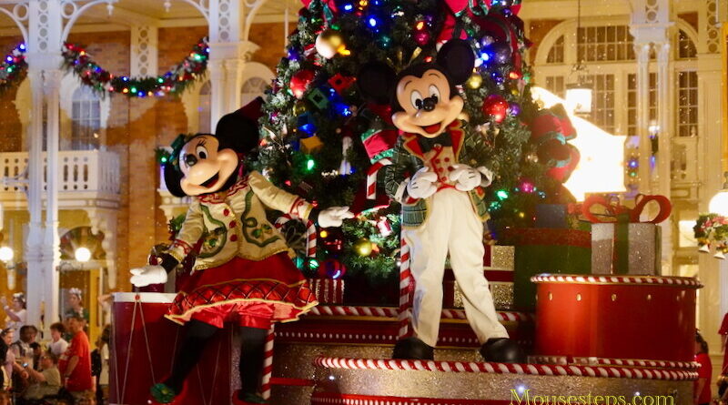 Mickey and Minnie in Once Upon a Christmastime Parade