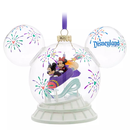 Mickey and Minnie Mouse Icon Glass Ball Ornament – Space Mountain – Disneyland