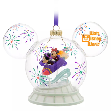 Mickey and Minnie Mouse Icon Glass Ball Ornament – Space Mountain – Walt Disney World