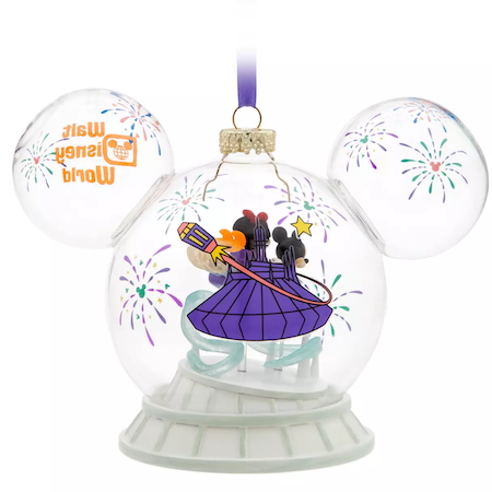 Mickey and Minnie Mouse Icon Glass Ball Ornament – Space Mountain – Walt Disney World